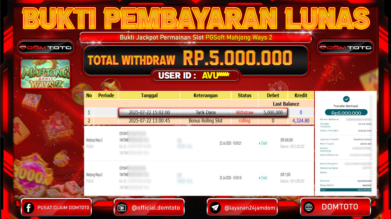 JACKPOT SLOT MAHJONG WAYS 2 22 JULI 2025
